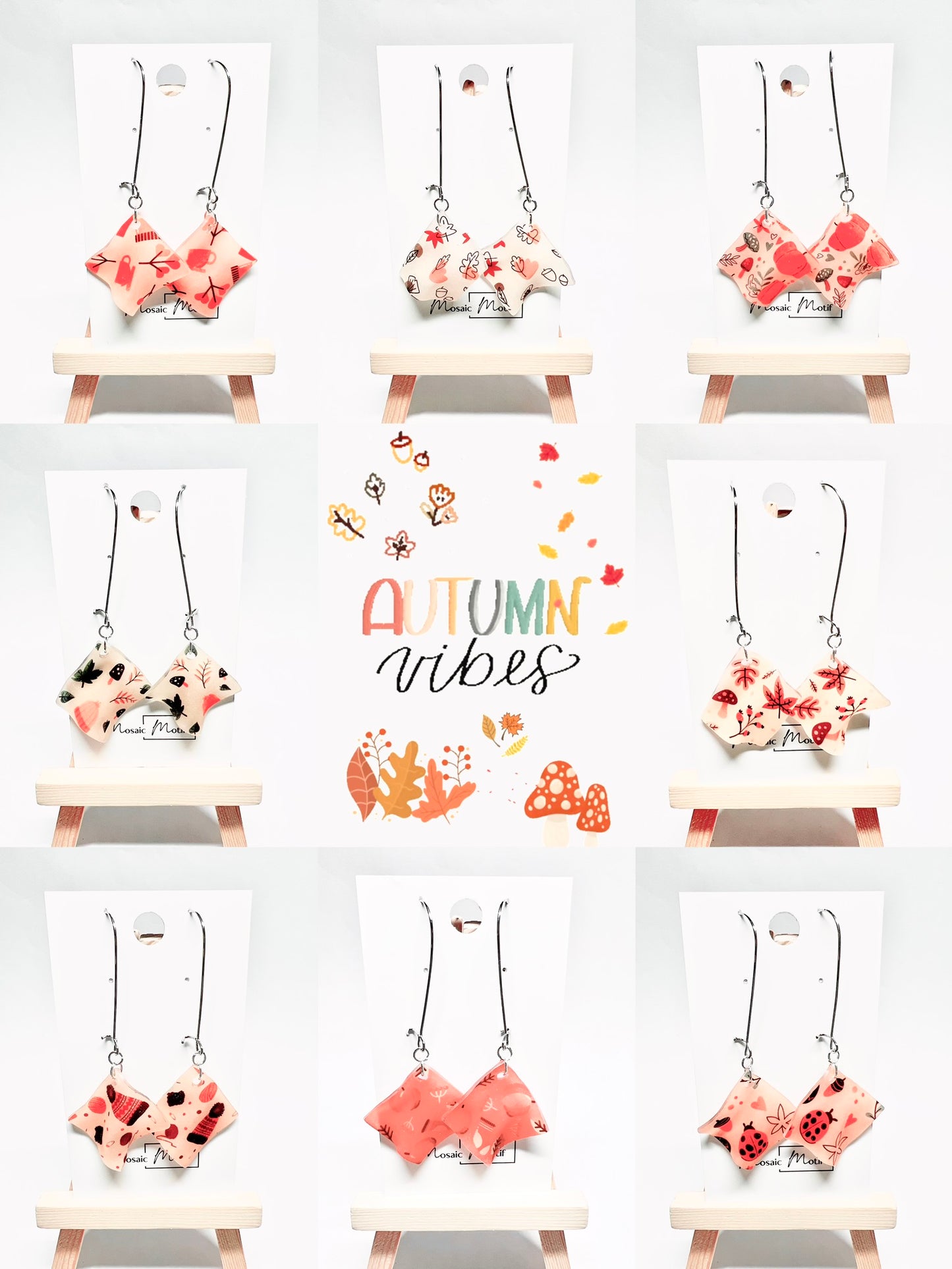 Handkerchief mini dangle earrings (Autumn vibe)