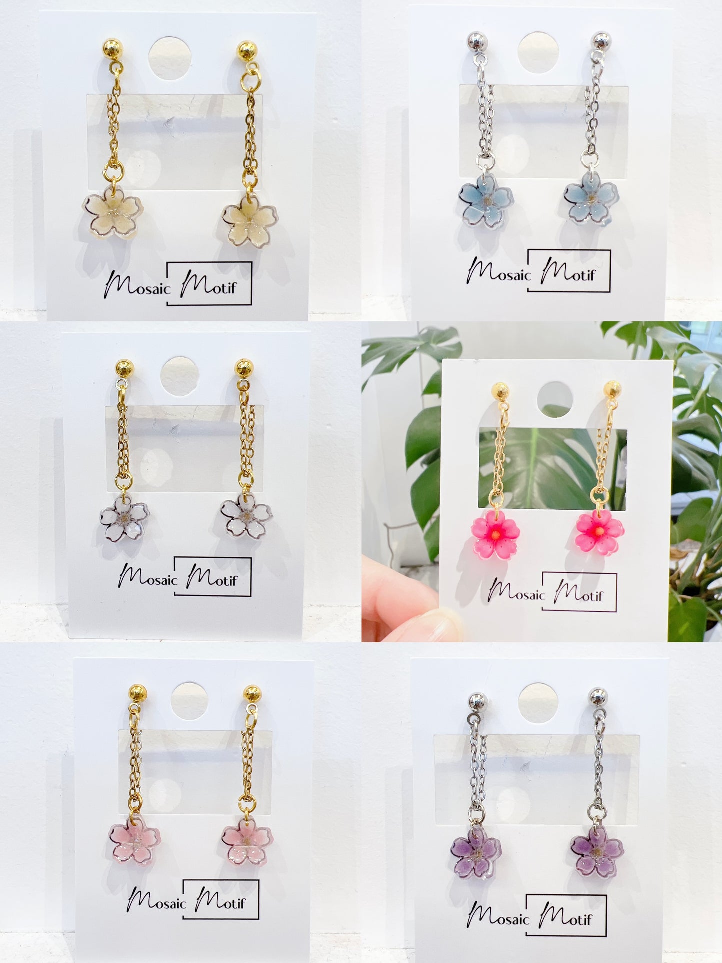 Floral earnings - earring back (multiple colours)