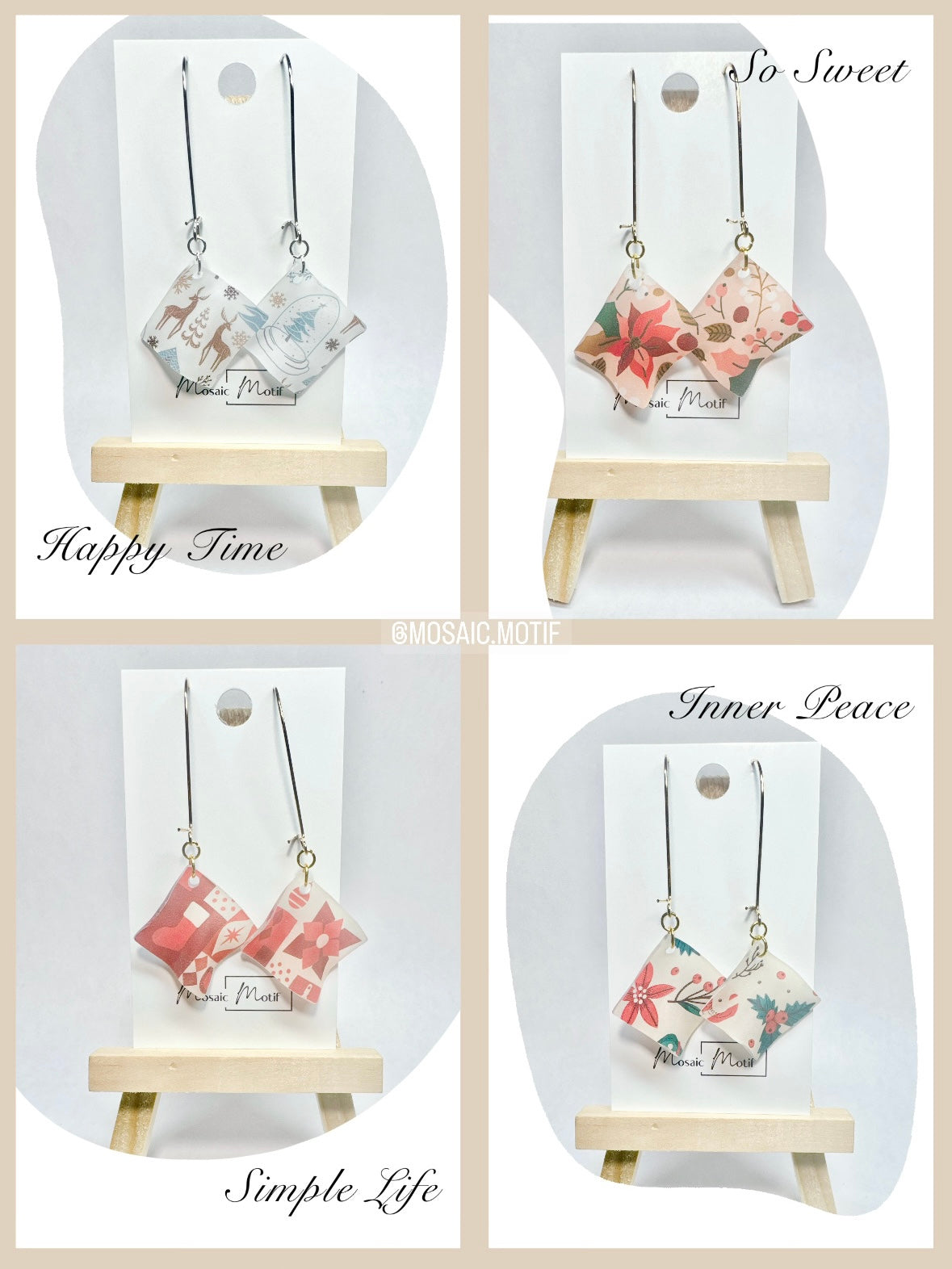 Handkerchief mini dangle earrings (Winter vibe)