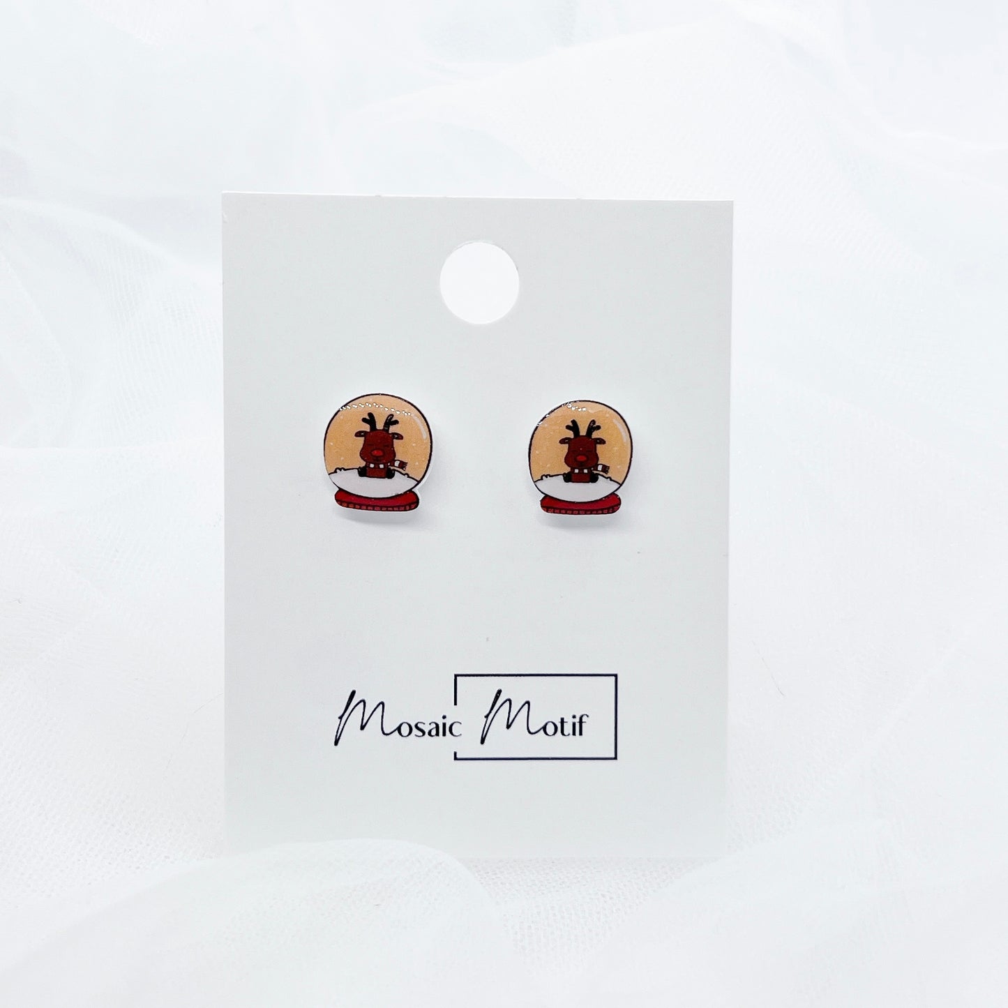 Xmas Christmas snow globe earrings - Deer