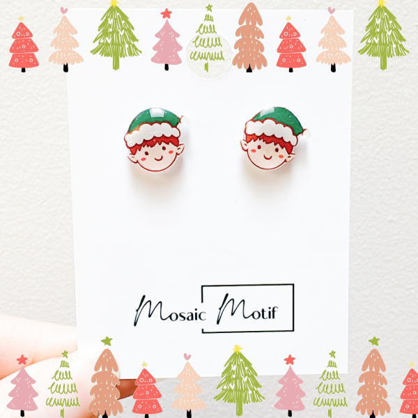 Xmas Christmas stud earrings - Elf