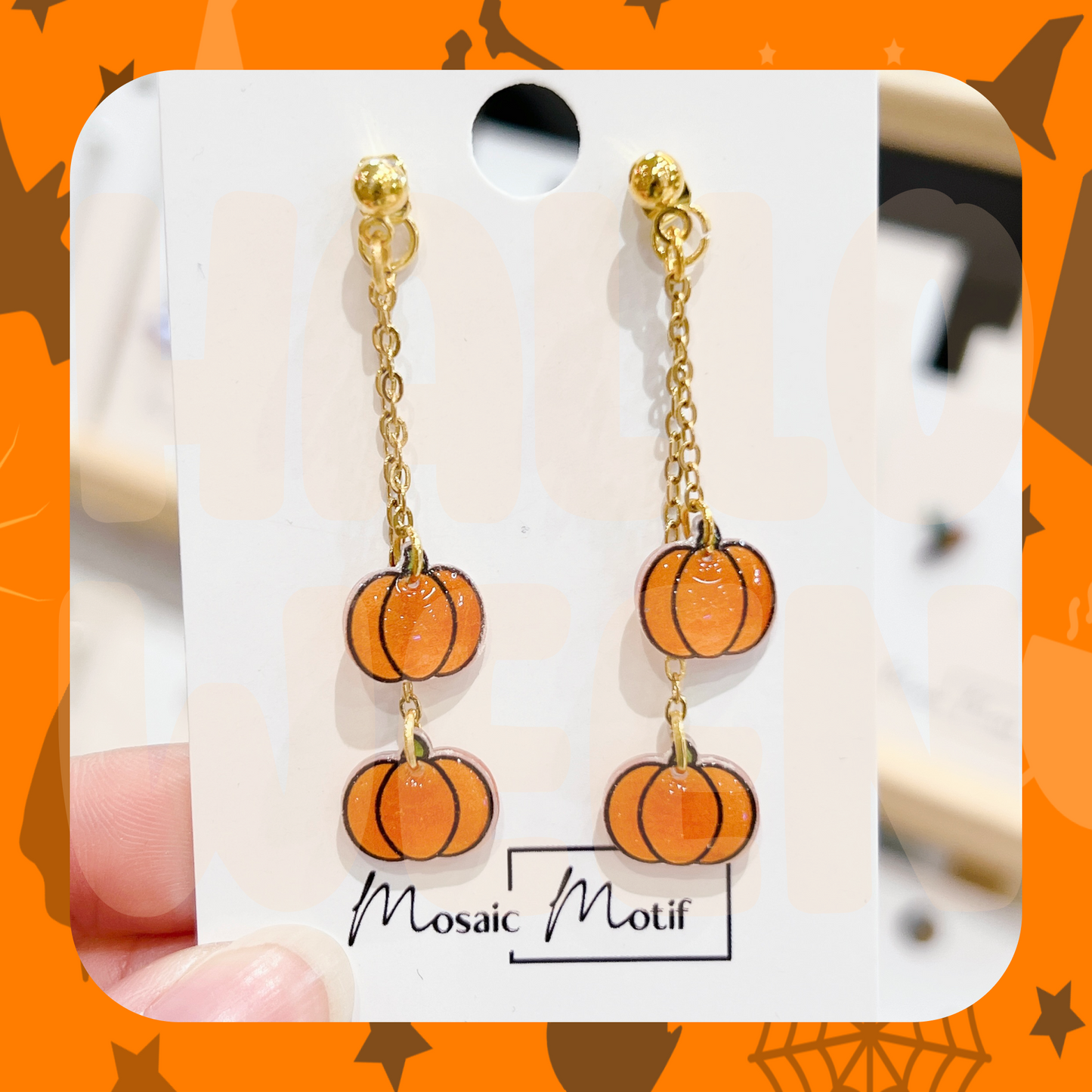 Halloween 2in1 double dangle earrings - Pumpkin