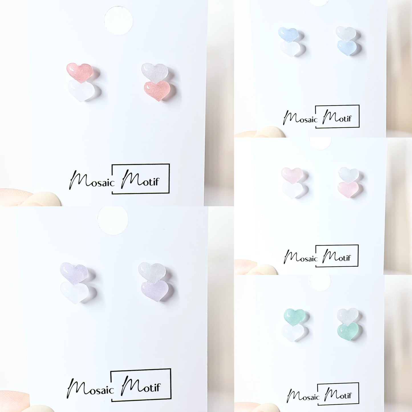 Valentine - double heart stud earrings (multi colours)