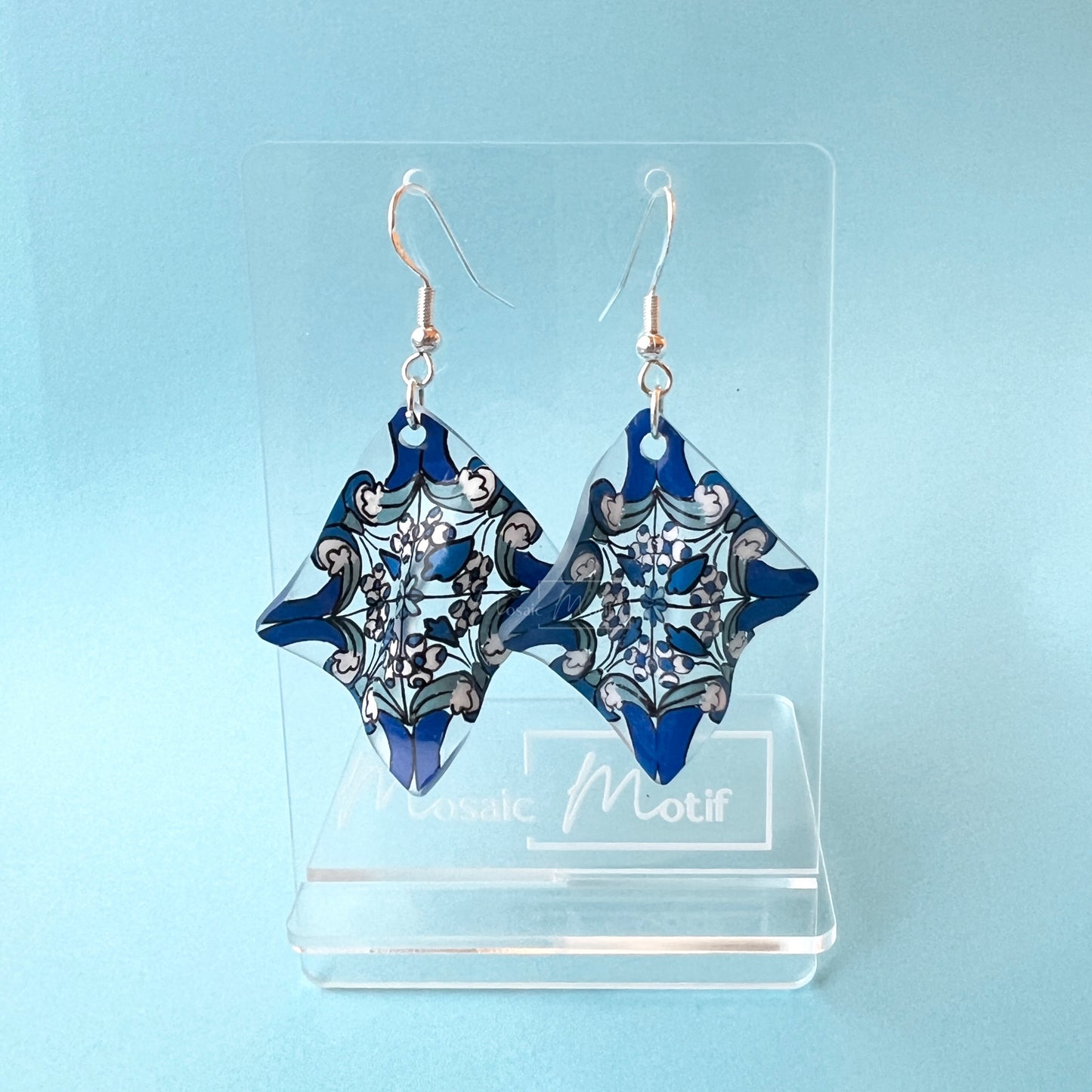 Handkerchief earrings - Geometric Vintage Vibe Pattern (Made to order)