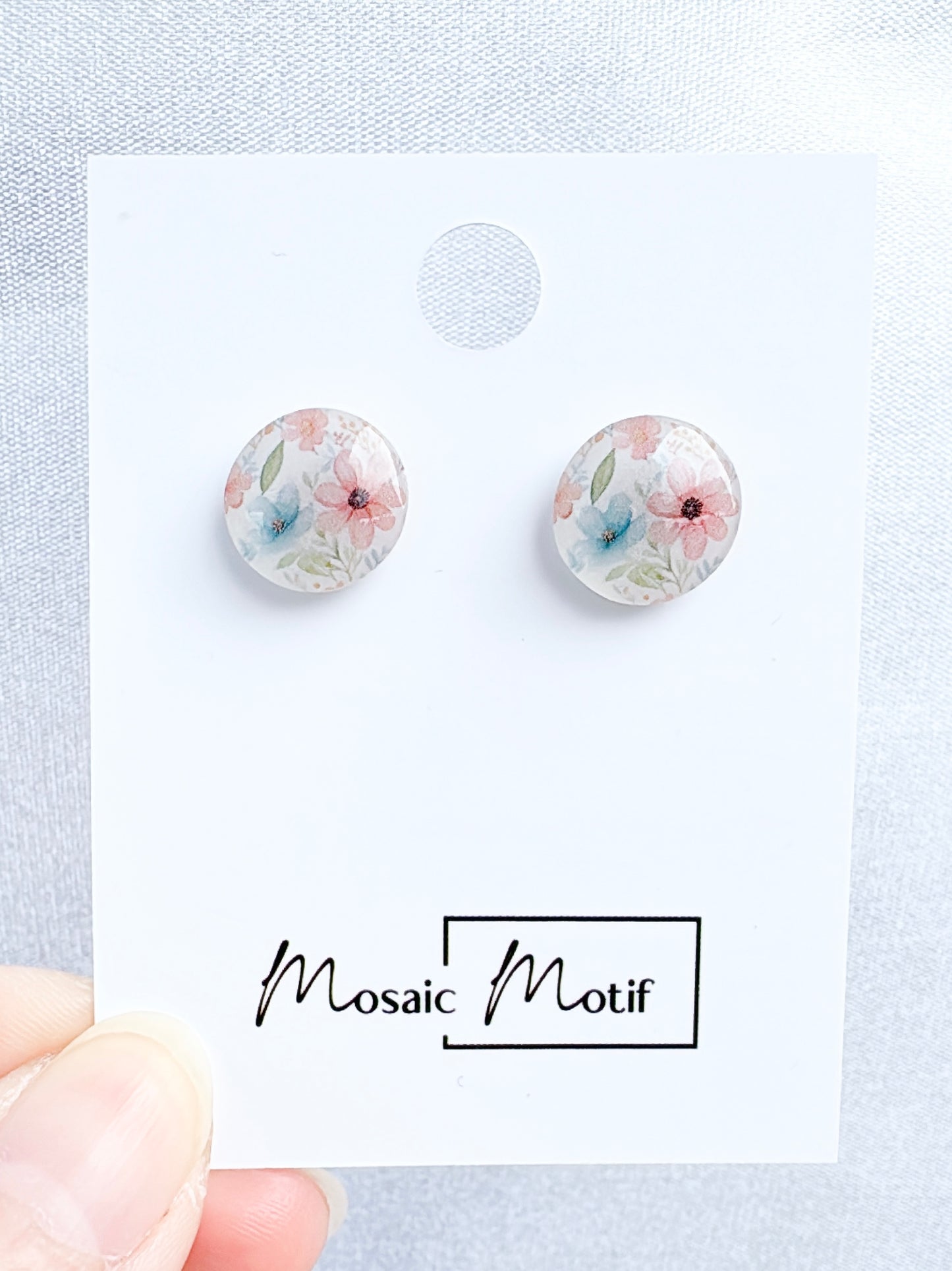 Floral stone stud earrings (multiple colours)
