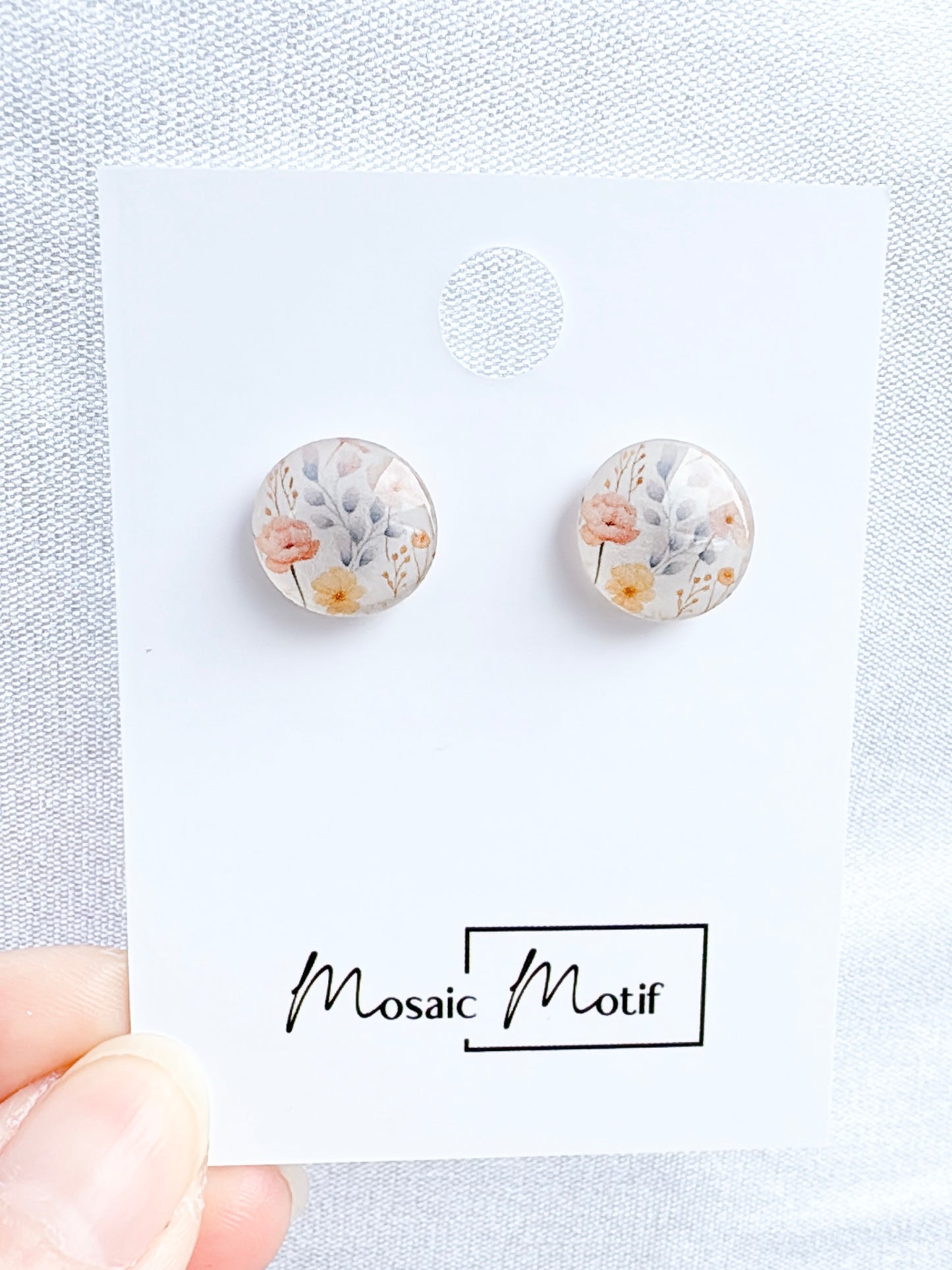 Floral stone stud earrings (multiple colours)