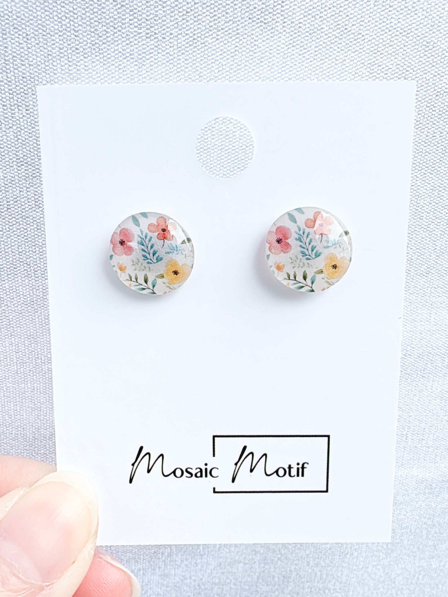 Floral stone stud earrings (multiple colours)