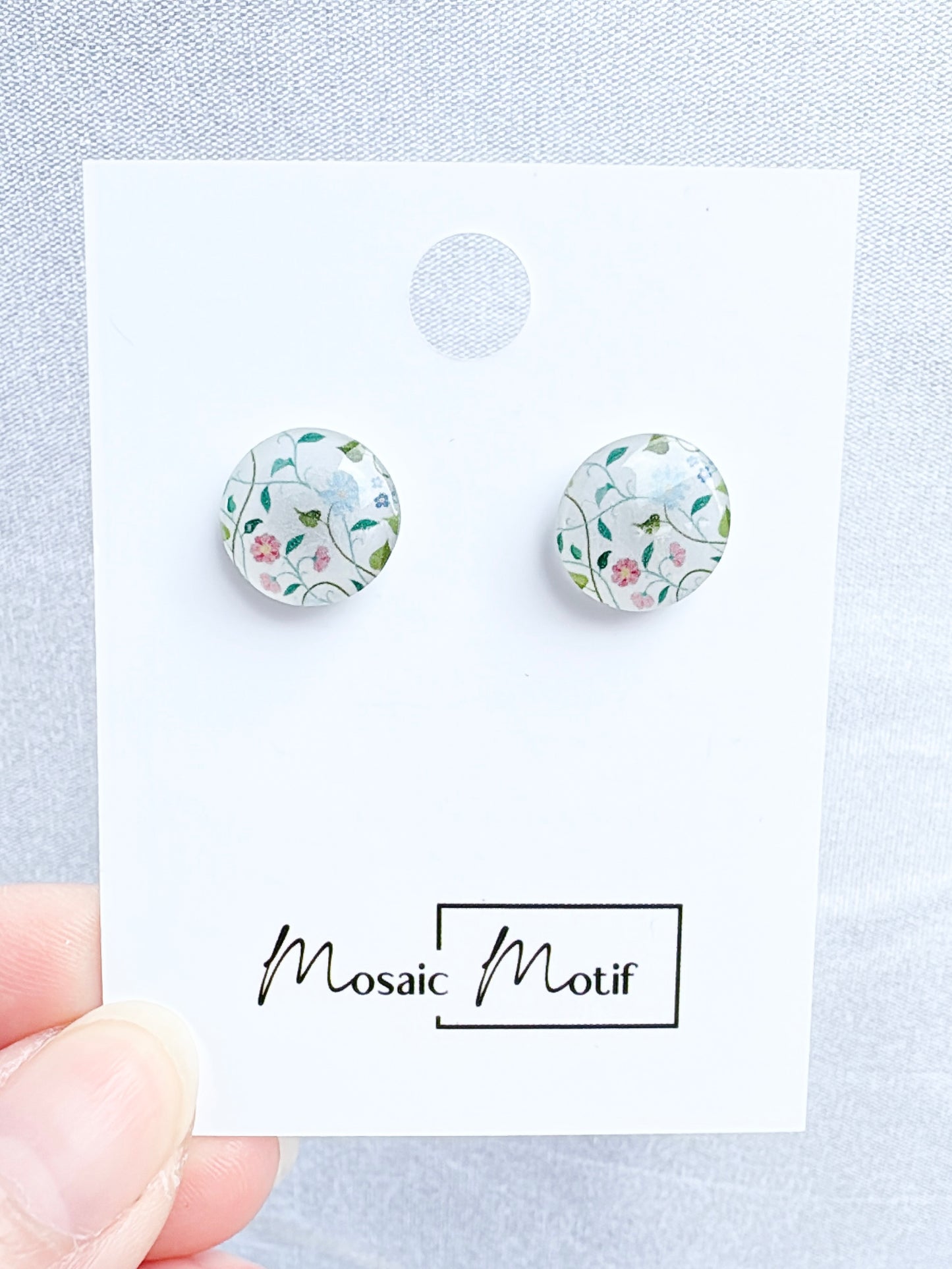 Floral stone stud earrings (multiple colours)