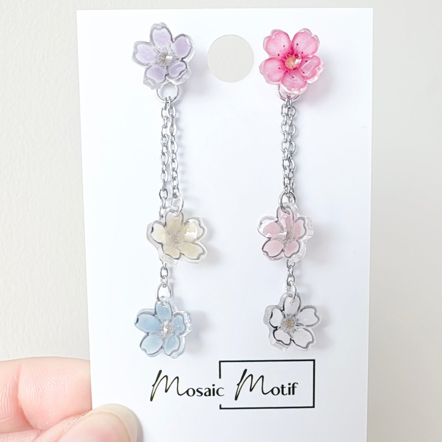 Cherry Blossom 2in1 double dangle earrings (multiple colours)