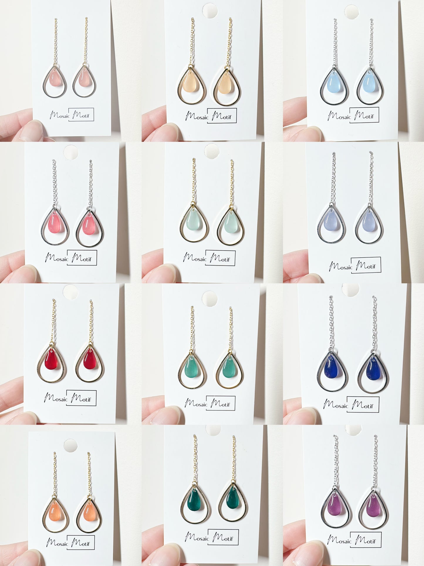 Waterdrop thread dangle earrings (multiple colours)