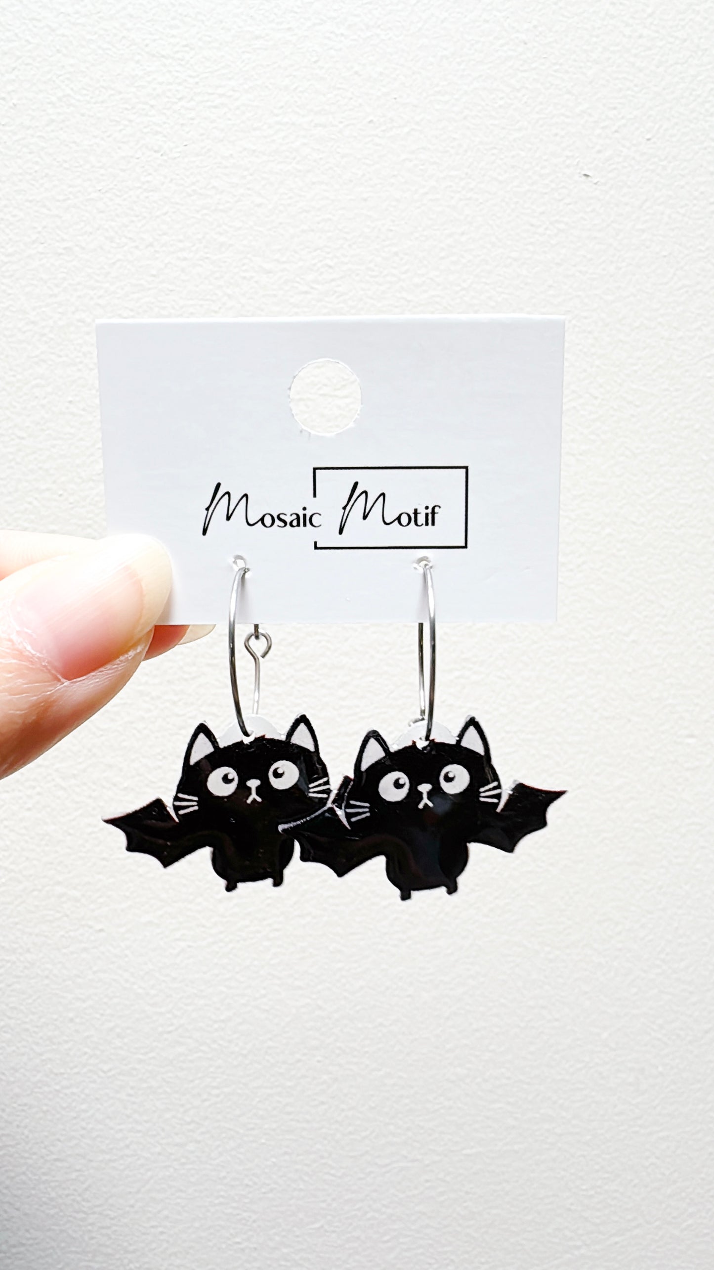 Halloween hoop earrings - Cat Bat