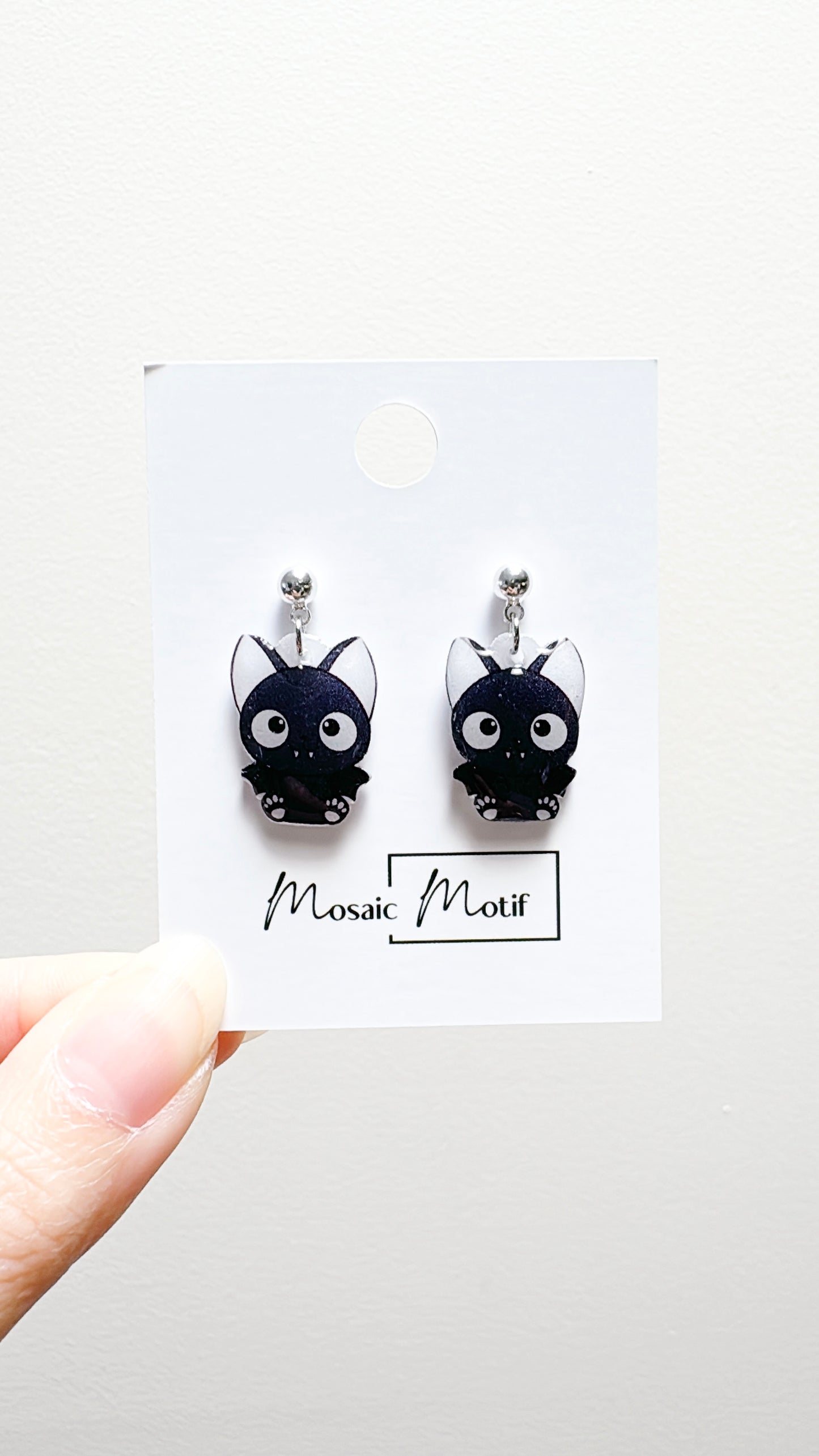 Halloween hoop earrings - Cat mini Bat