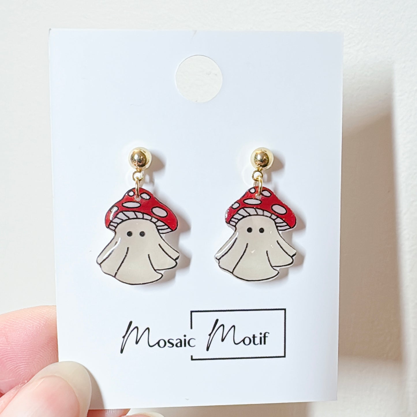 Halloween dangle earrings - Mushroom boo