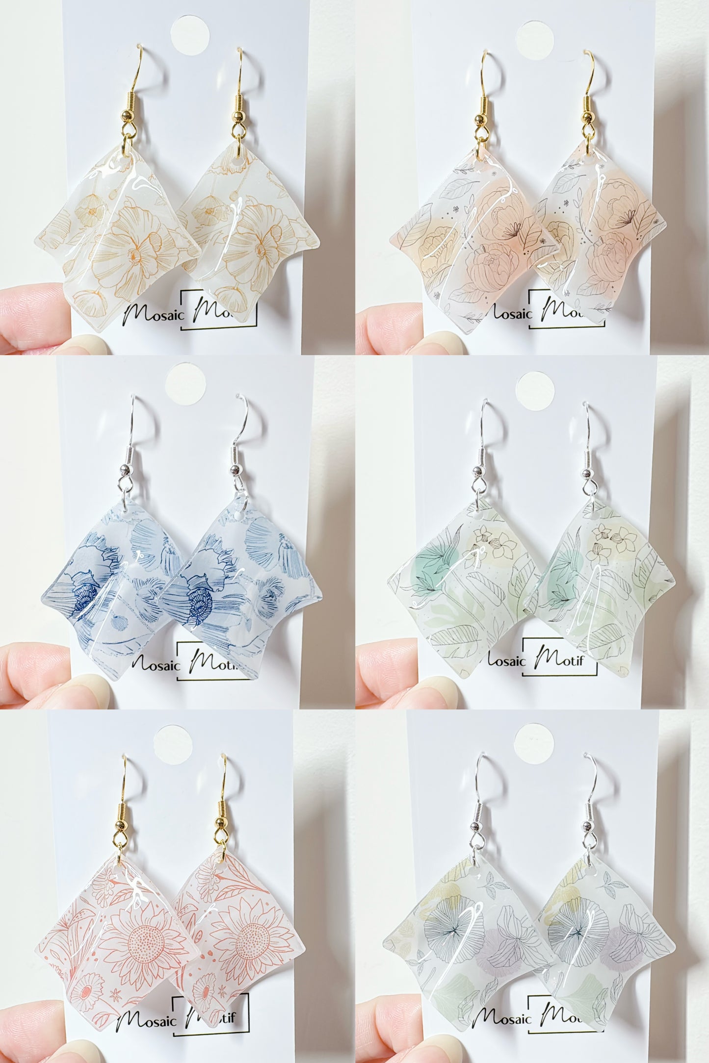 Handkerchief dangle earrings (Floral)