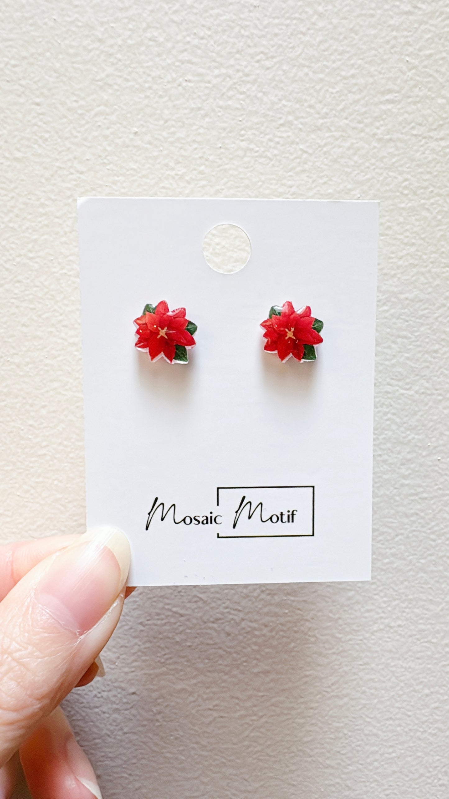 Xmas Christmas stud earrings - Poinsettia