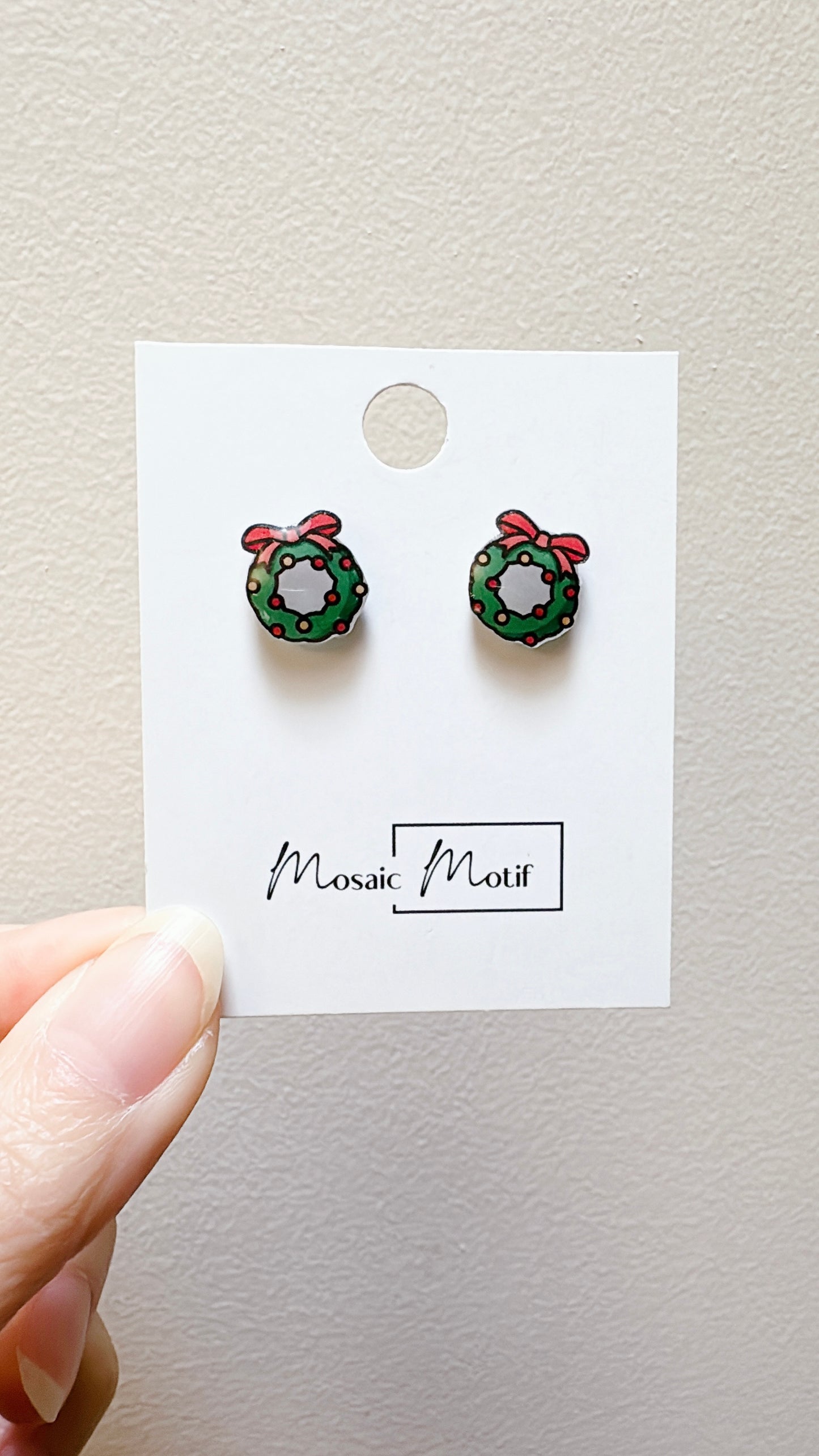 Xmas Christmas stud earrings - Wreath