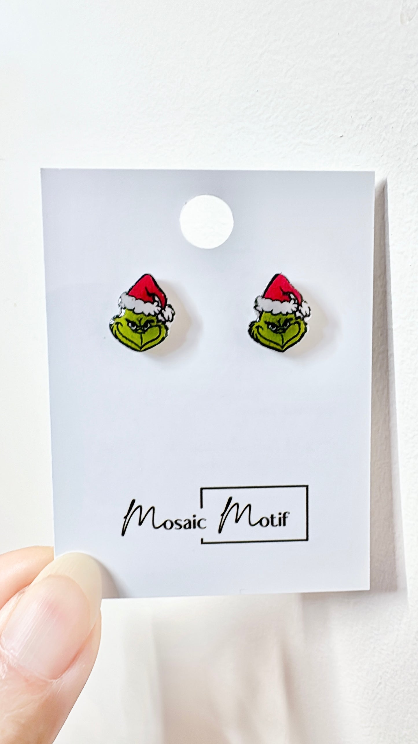 Xmas Christmas stud earrings - Grinchy
