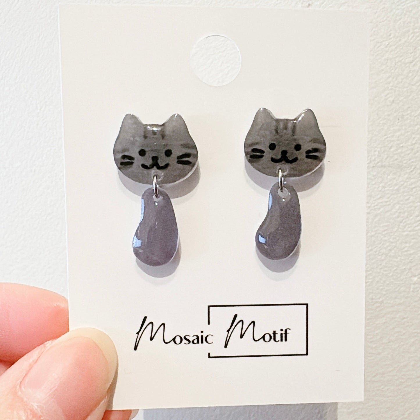 Cat earrings - Cat dangle earrings (multiple colours)