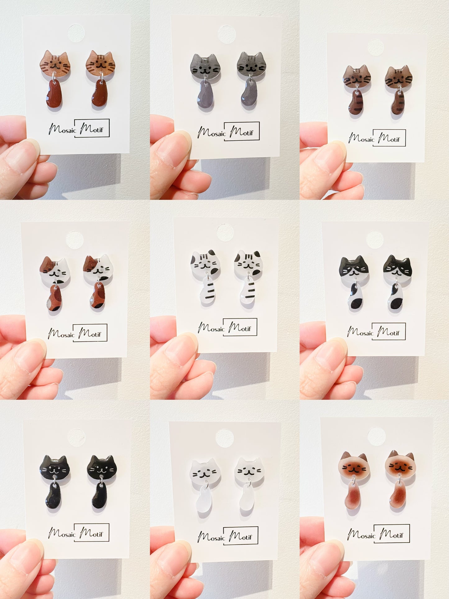 Cat earrings - Cat dangle earrings (multiple colours)
