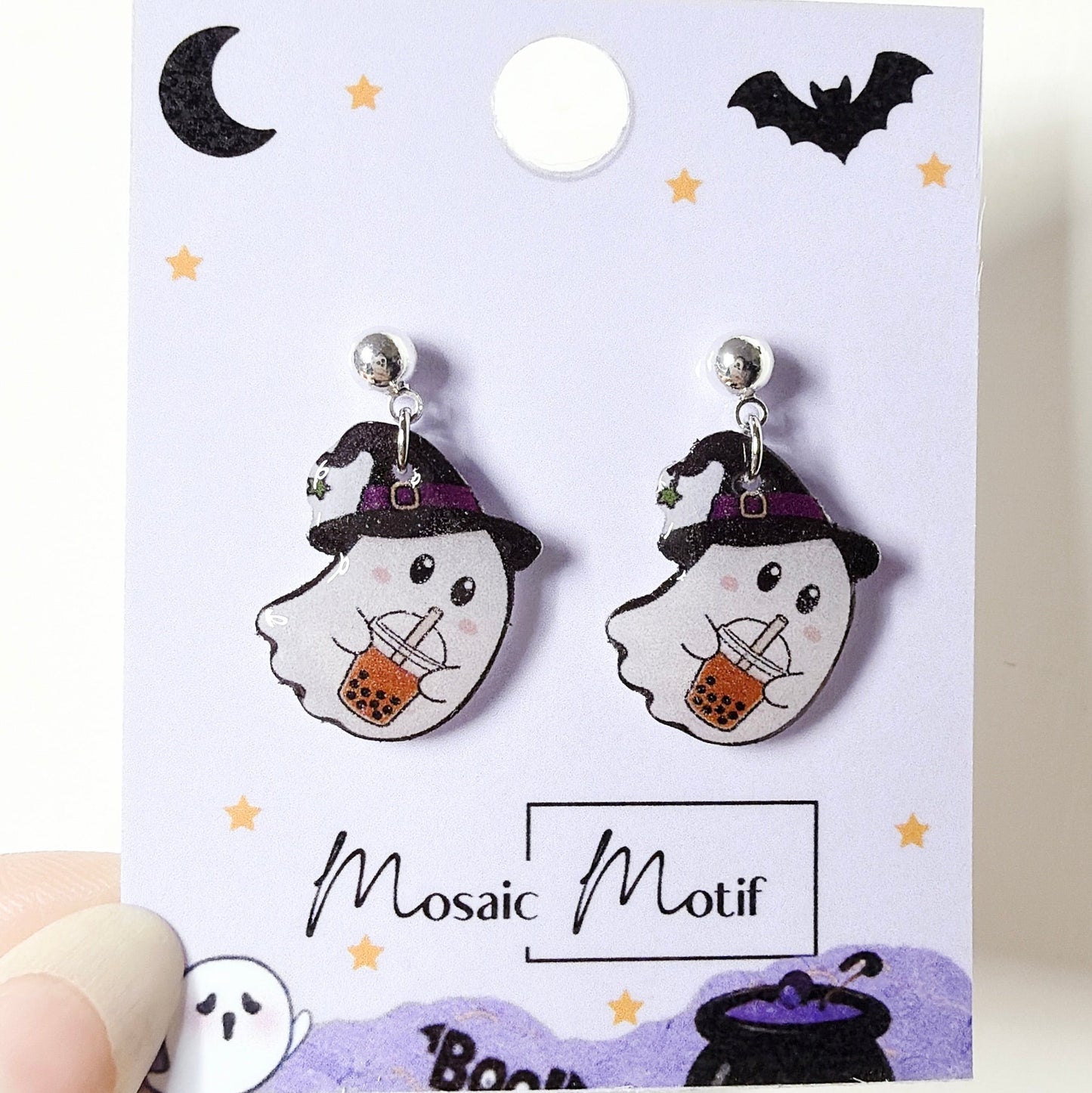 Halloween dangle earrings - Boo Bubble Tea