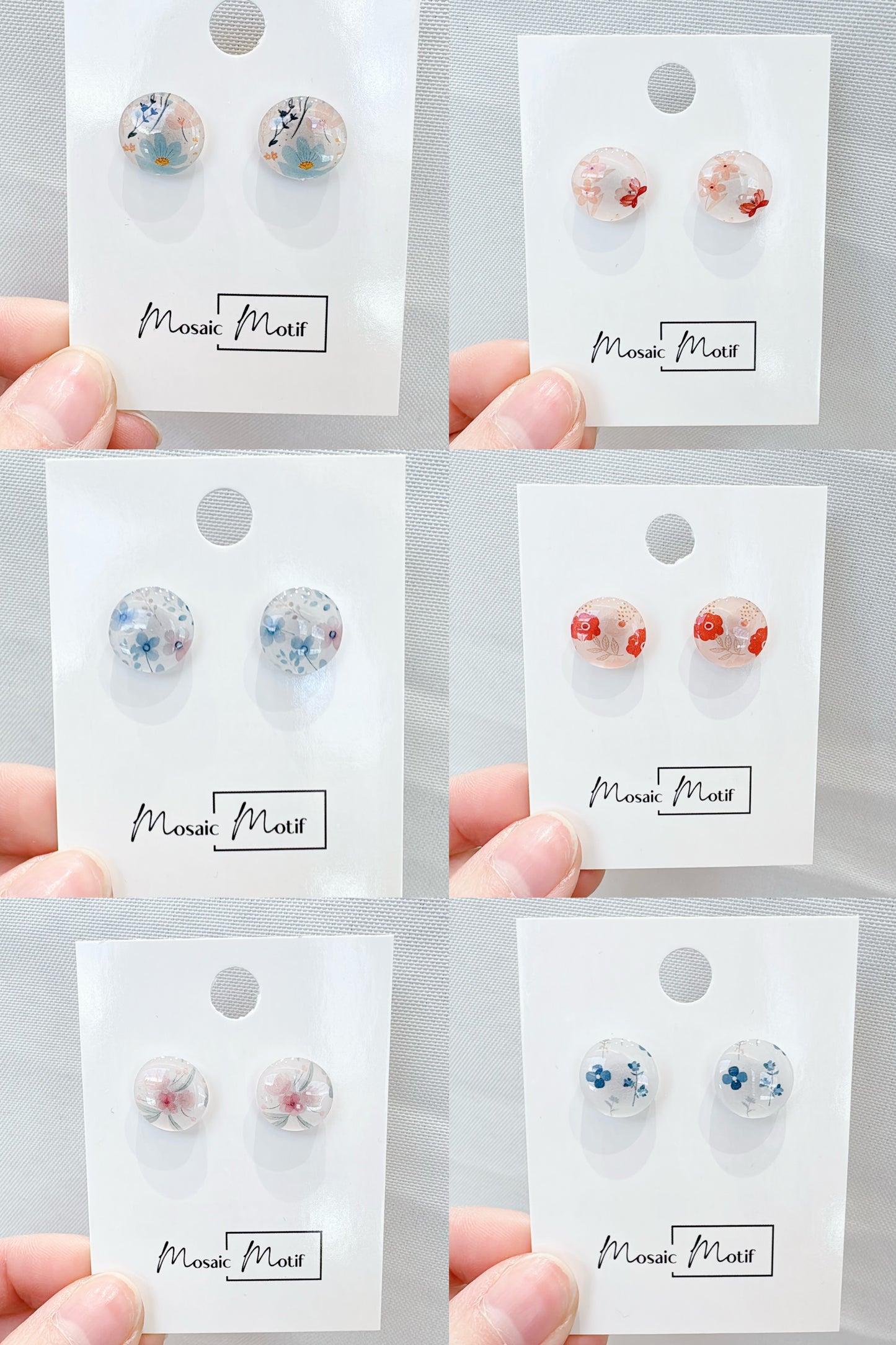 Floral stone stud earrings (multiple colours)