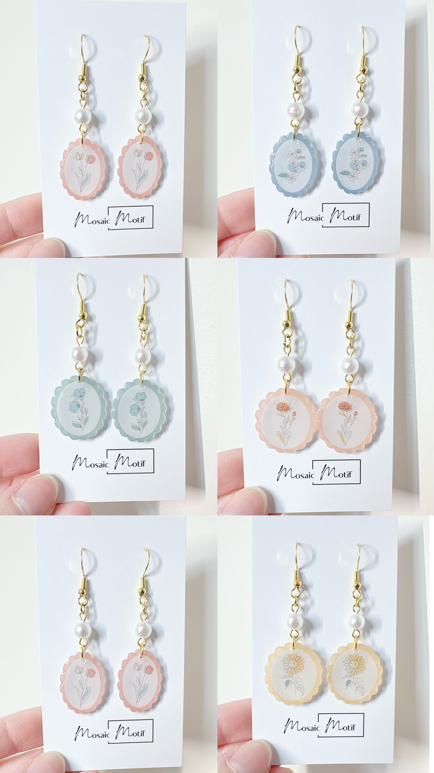 Floral Frame stud (multiple colours)