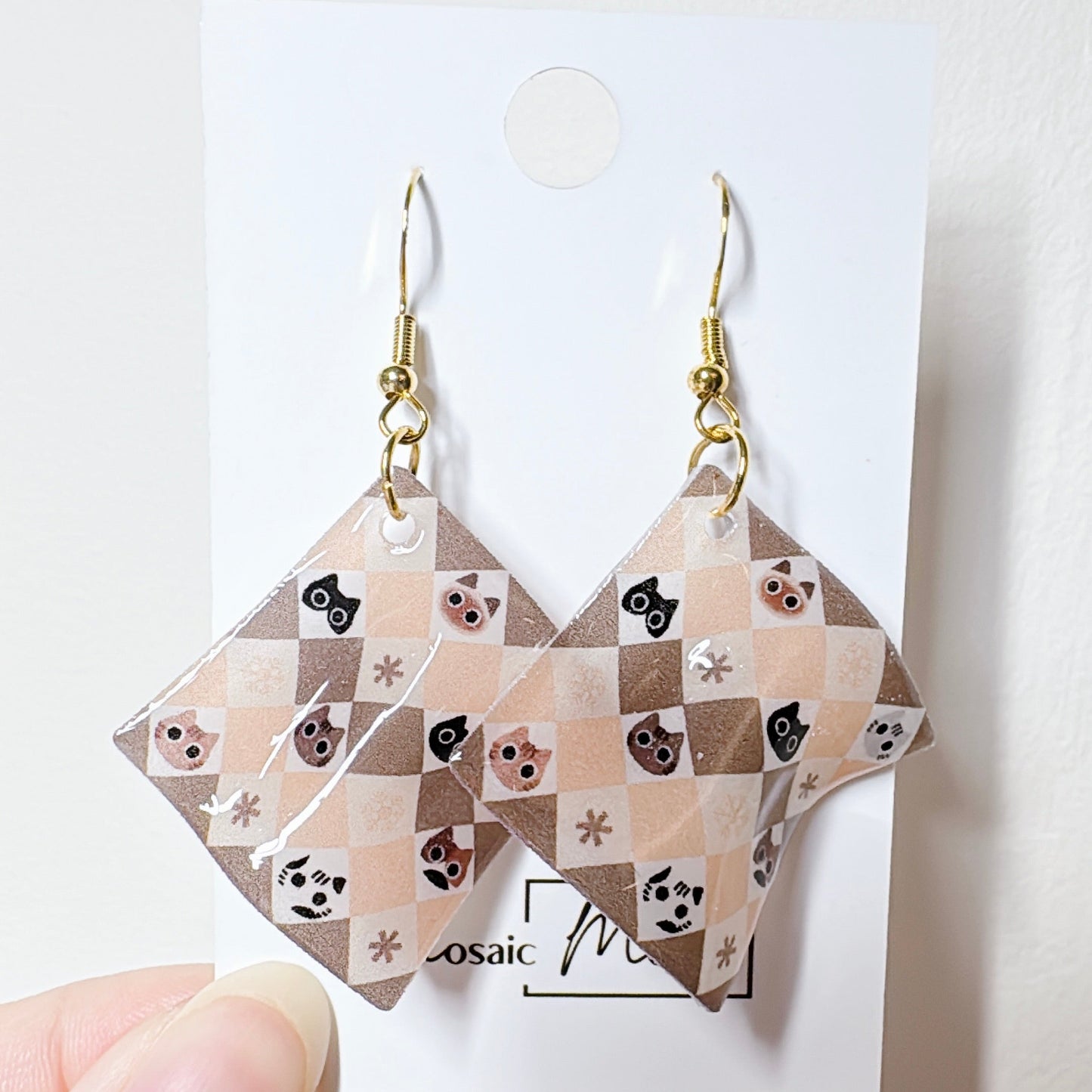 Cat earrings - Cat handkerchief dangle earrings