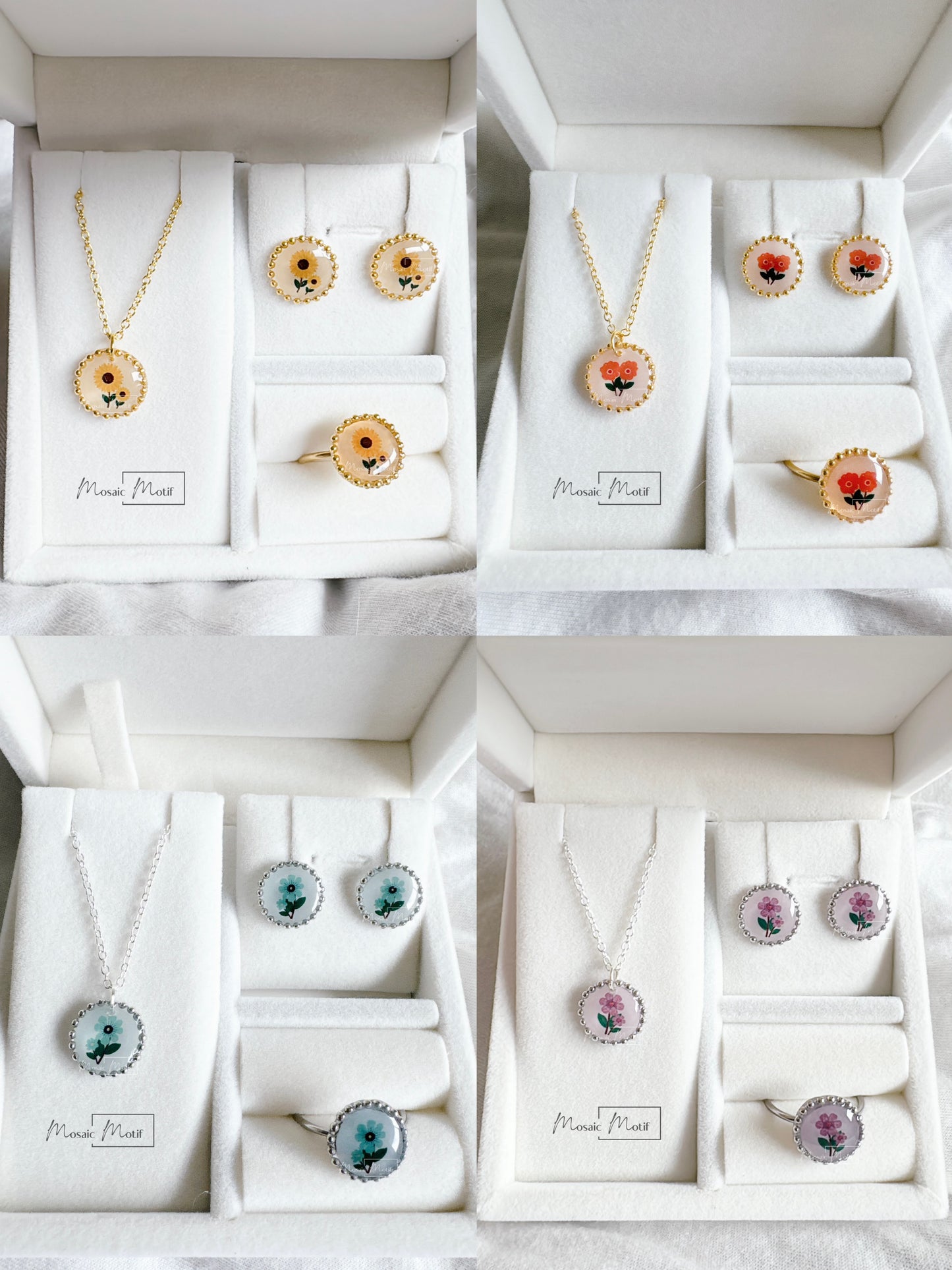 Floral Vintage gift set (earrings, necklace, ring)