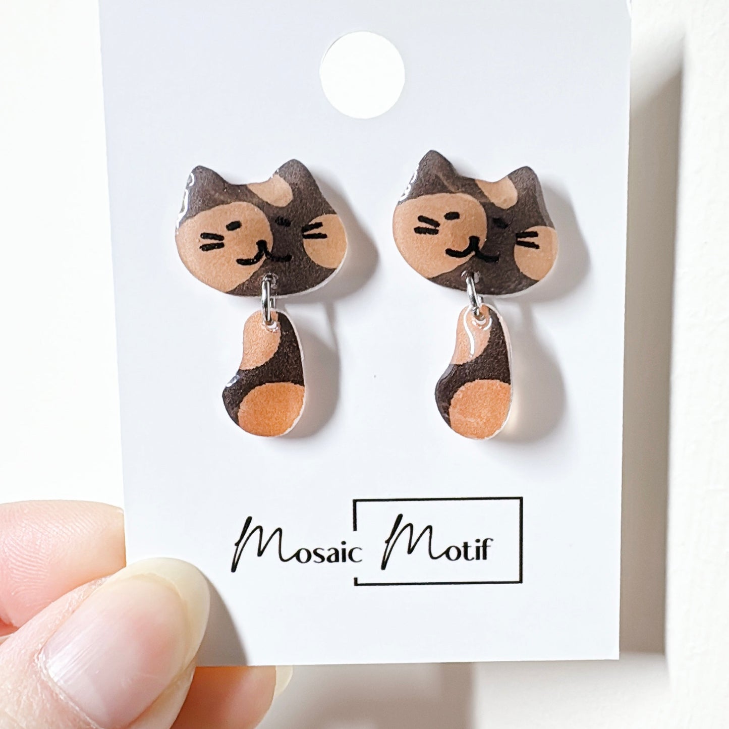 Cat earrings - Cat dangle earrings (multiple colours)