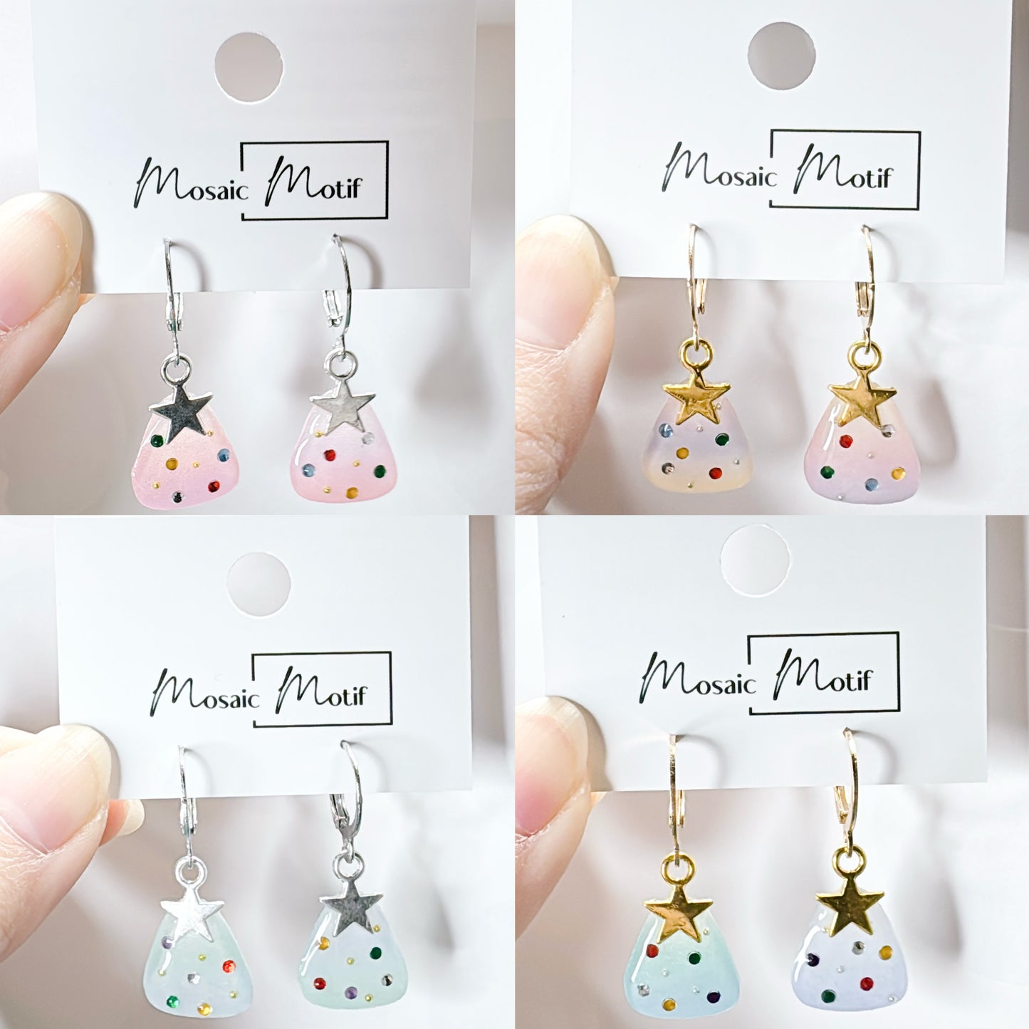 Xmas tree cutie earrings (Colourful stone)