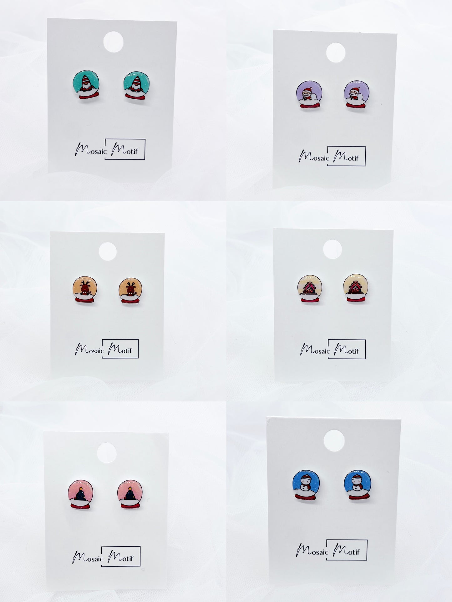 Xmas Christmas snow globe earrings - Gingerbread house