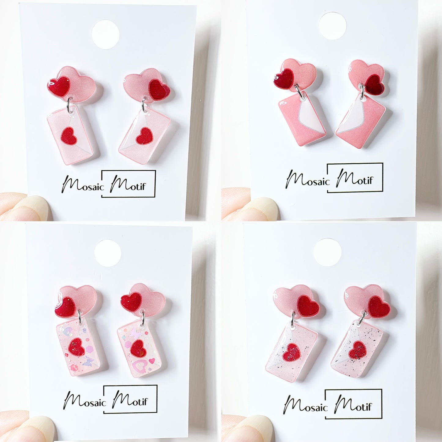 Valentine - Heart mail dangle earrings (multiple styles)