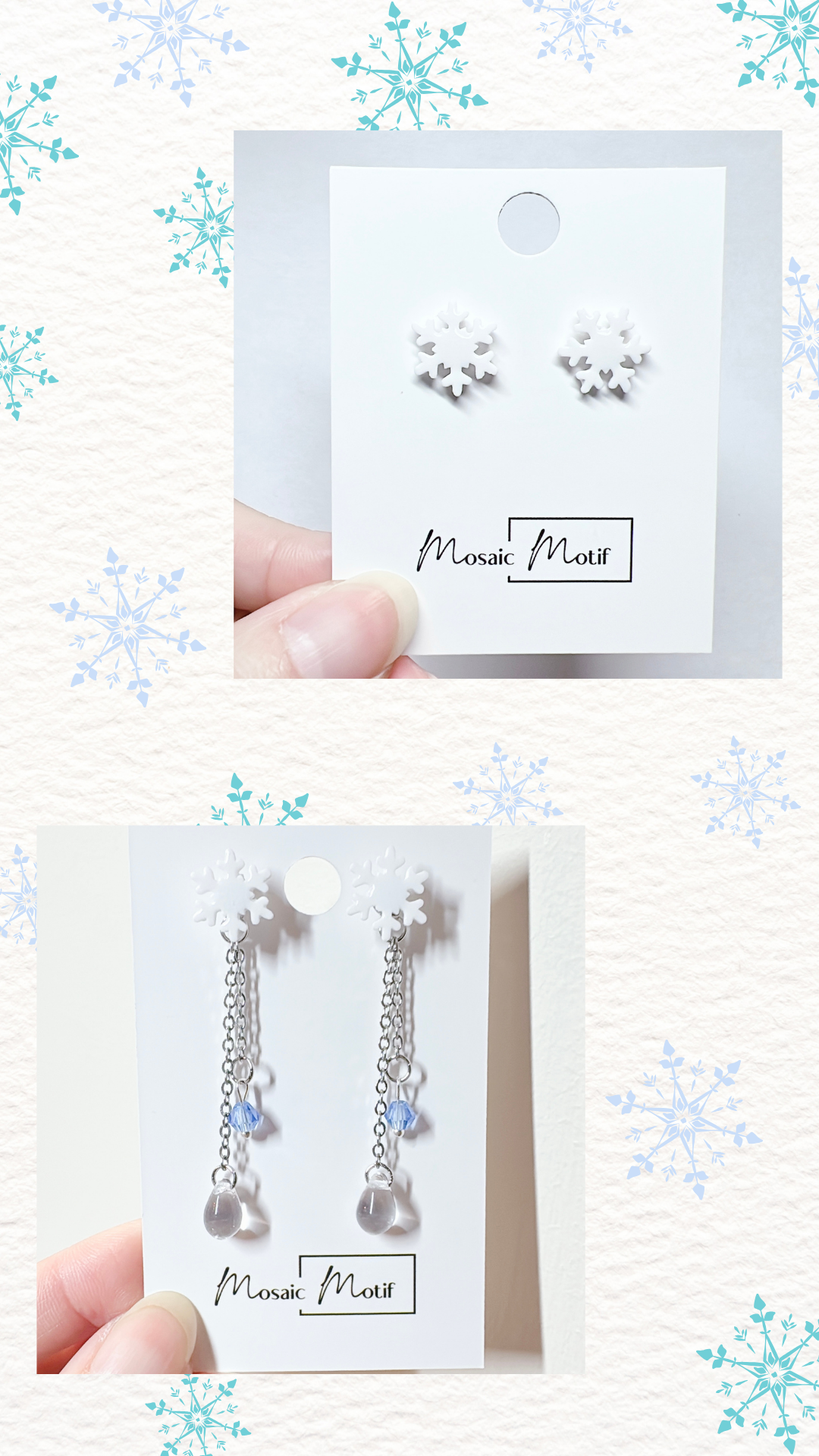 Xmas Christmas snowflake - 2in1 dangle earrings