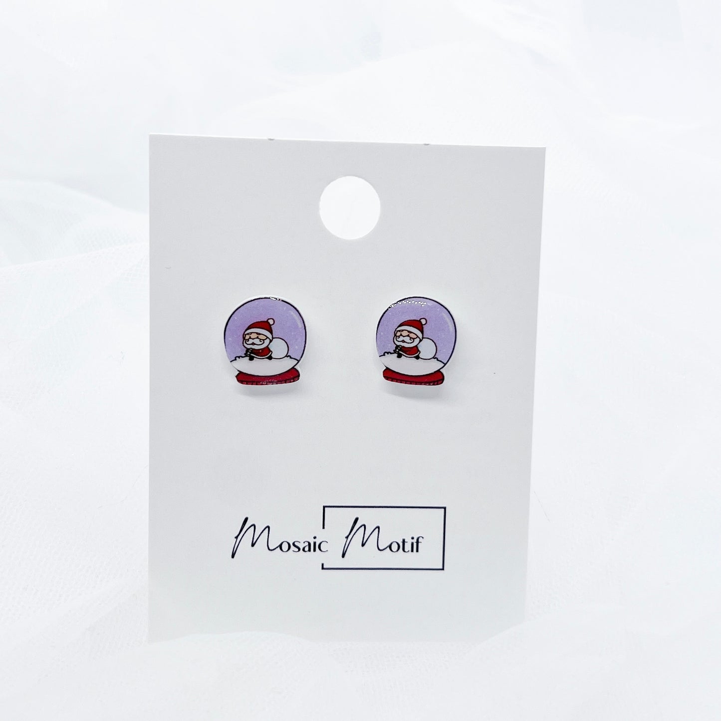 Xmas Christmas snow globe earrings - Santa