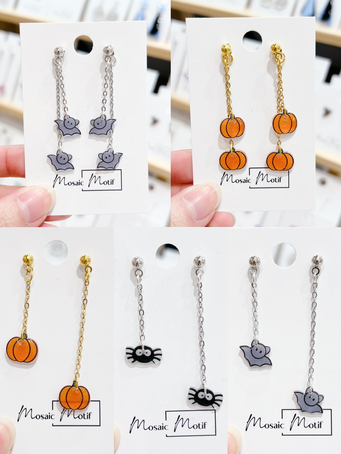 (🎃) Halloween dangle earrings (pumpkin, bat, spider)
