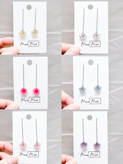 Floral earrings - thread (multiple colours)