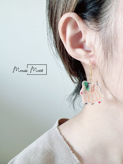 Halloween dangle earrings - Pumpkin doodle