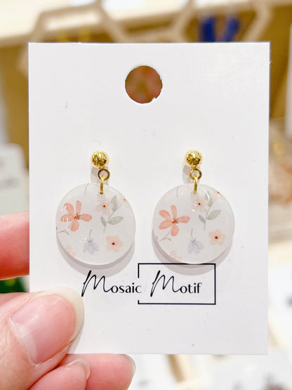 Floral stone dangle earrings (multiple colours)