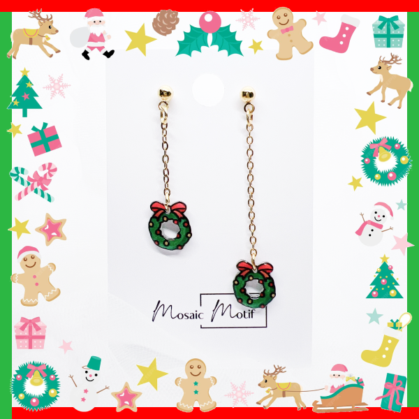 Xmas long dangle - Wreath
