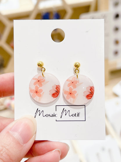 Floral stone dangle earrings (multiple colours)