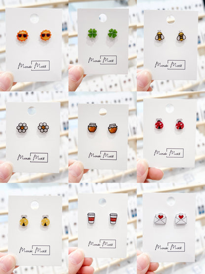Assorted stud earrings (9 variants)