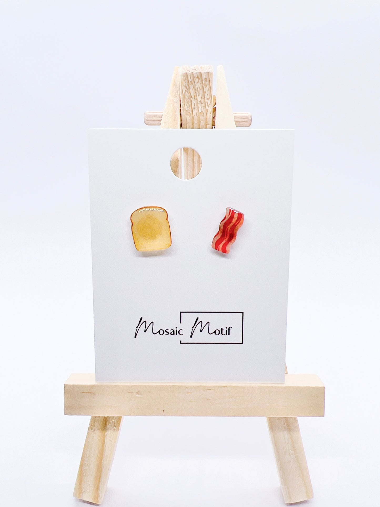 Breakfast earrings stud (toast, bacon, egg, mushroom, avocado)