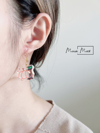 Halloween dangle earrings - Pumpkin doodle