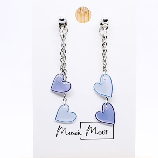 Valentine - double heart dangle earrings (multiple colours combination)