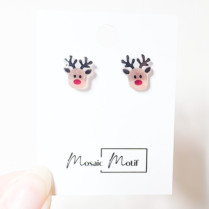 Xmas Christmas stud earrings - Rudolph