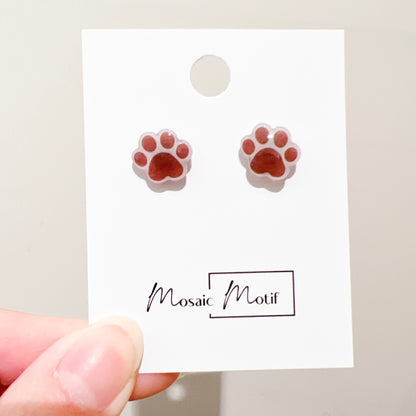 Pet paw stud earrings (multiple colours)