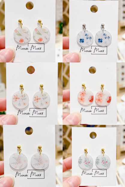 Floral stone dangle earrings (multiple colours)