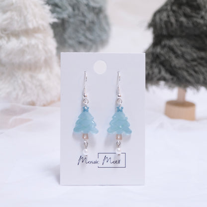Xmas Christmas Tree earrings - pearl earrings
