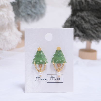 Xmas Christmas Tree earrings - Chain style earrings