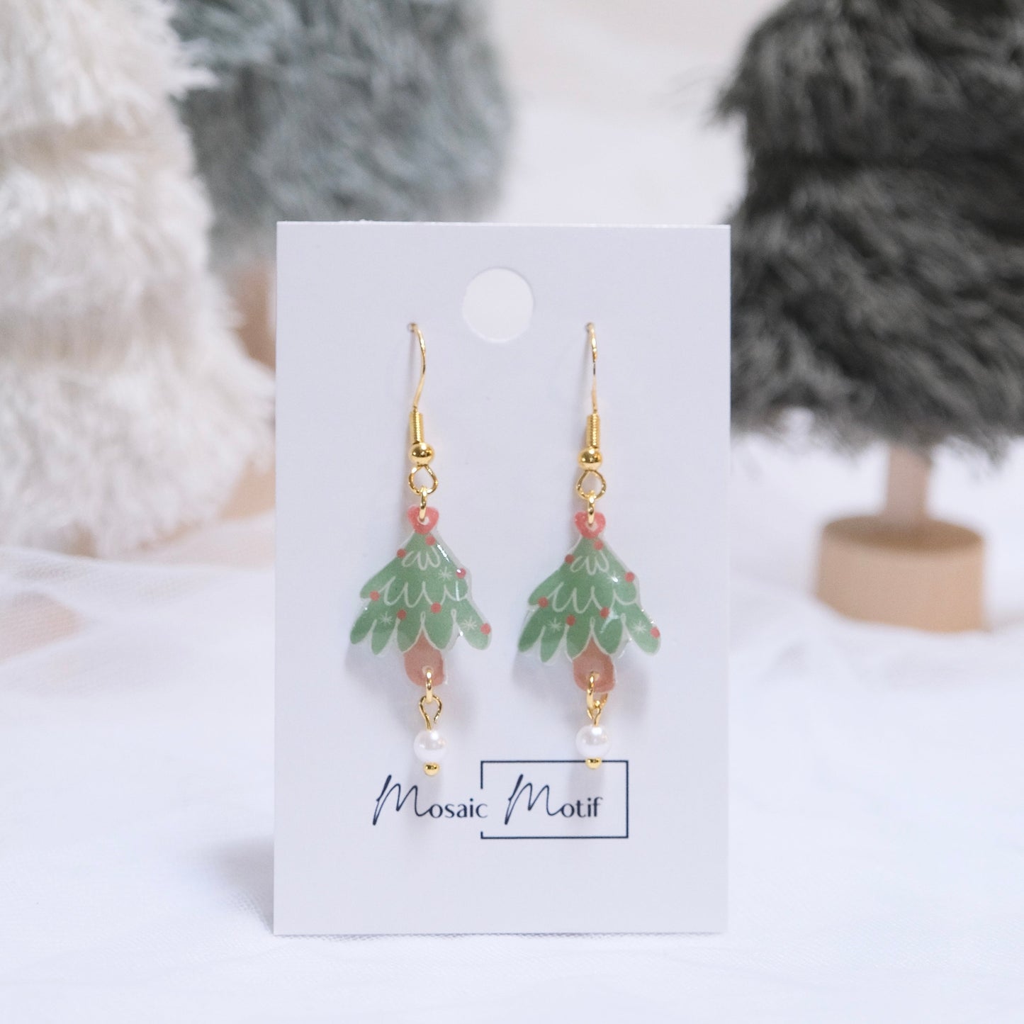 Xmas Tree earrings - dangle hook